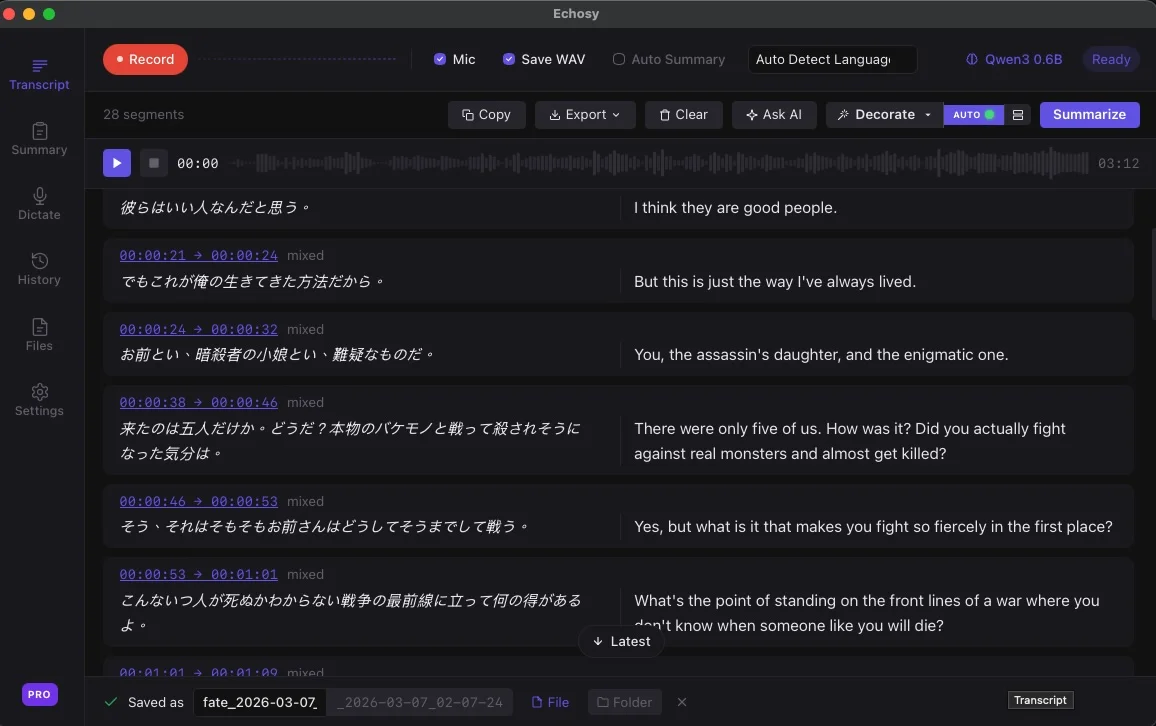Real-Time Transcription & Translation