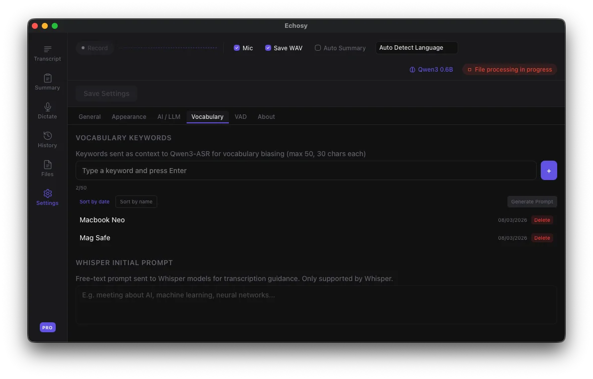 Vocabulary Biasing & Custom Keywords